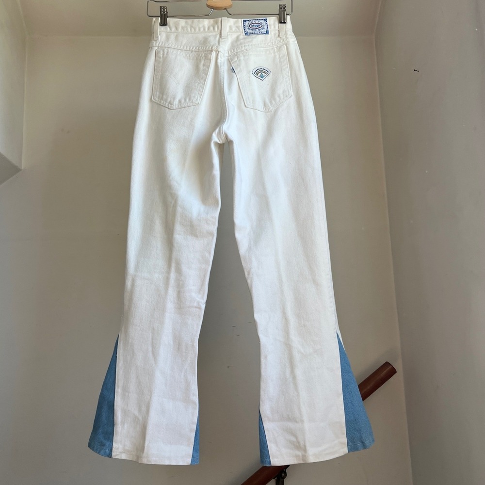 Vintage Levis Native Blue Jeans White Bell Bottom Flare 70s Made In USA Size 27